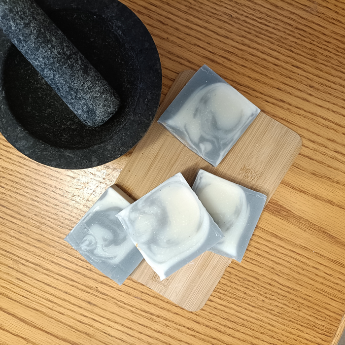 Pearl Barley & Activated Charcoal Soap – Black & Cream Swirl