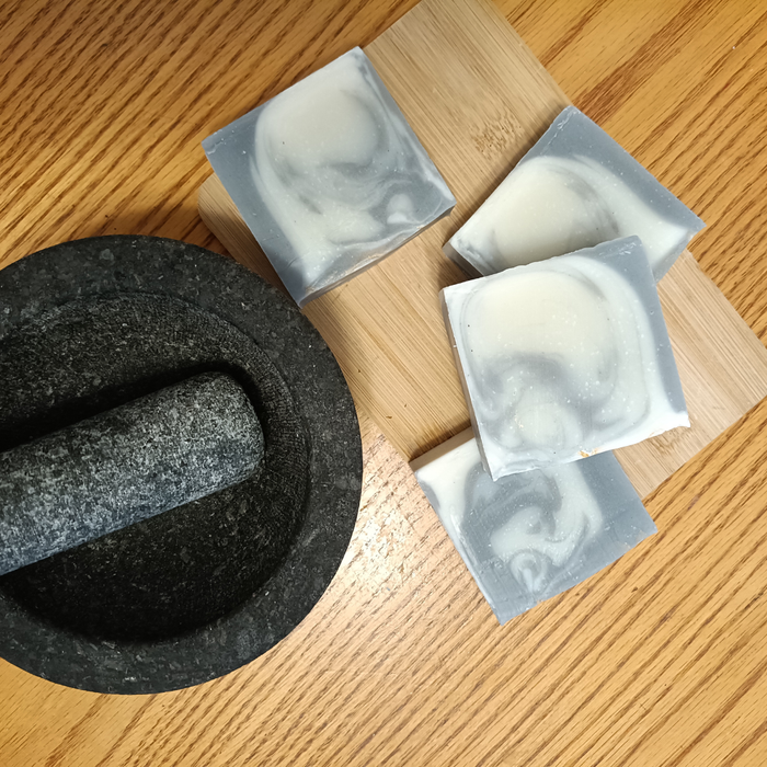 Pearl Barley & Activated Charcoal Soap – Black & Cream Swirl