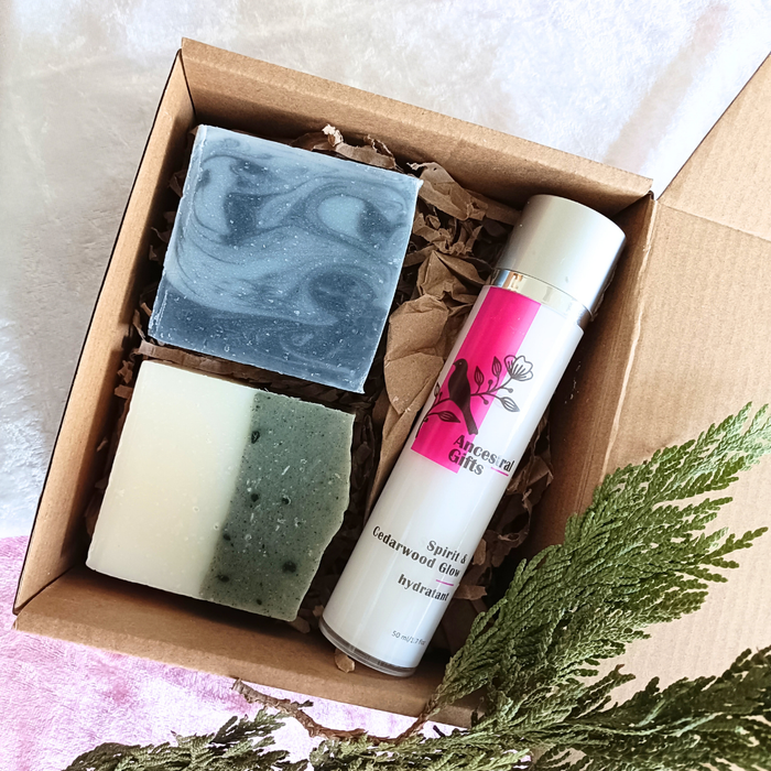 Activated Charcoal & Mugwort Soap Set with Cedarwood Moisturizer