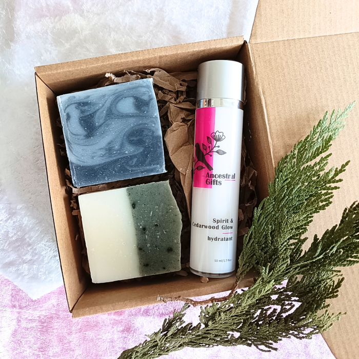 Activated Charcoal & Mugwort Soap Set with Cedarwood Moisturizer